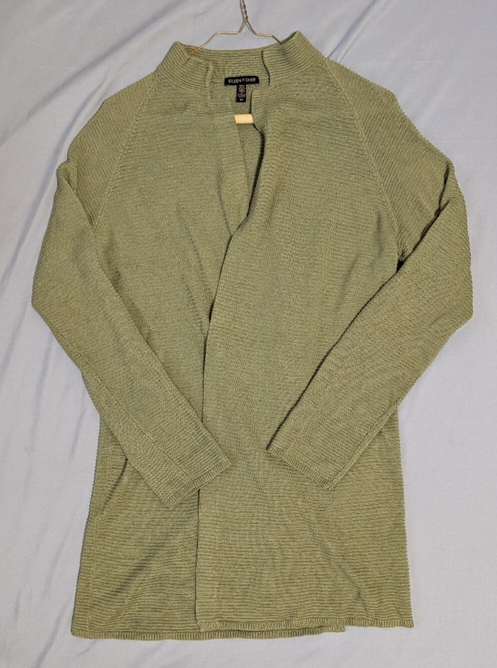 Eileen Fisher Open Front Green Cardigan 100% Tencel Lyocell Sz Small